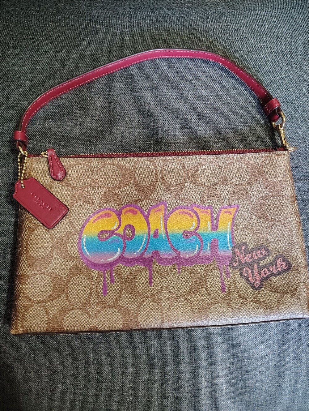 Large Coach Graffiti Wristlet